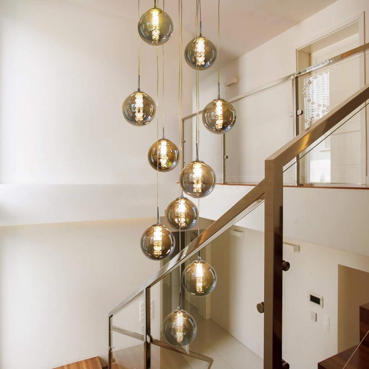 PENDELLEUCHTE Energie 10-flammig 41/41/240 cm - Grau, Glas (41/41/240cm) - Nettlife