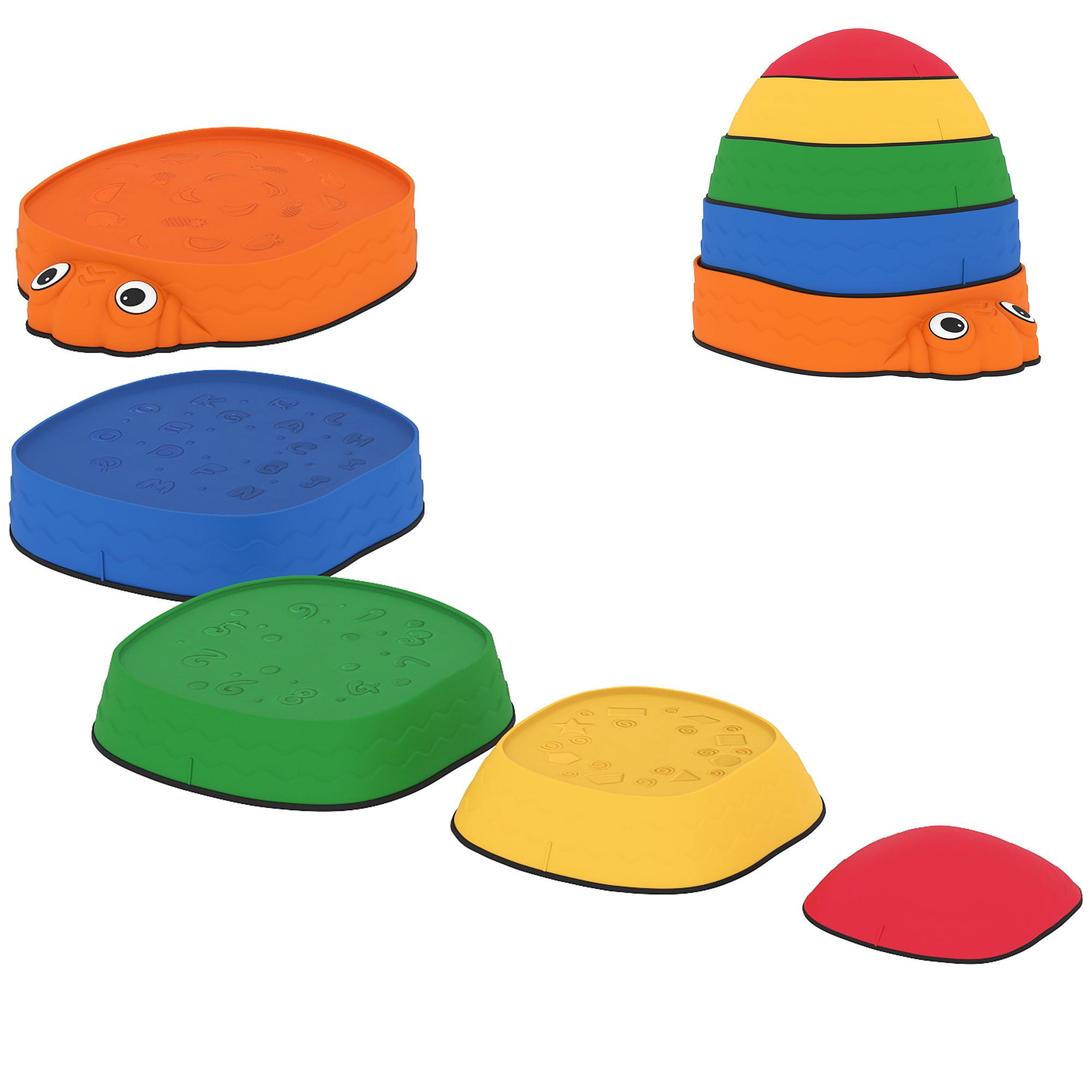 BALANCIERSTEINE für Kinder 5 Stück Rutschfeste Trittsteine stapelbar 2-8 Jahren - Multicolor, Kunststoff (33.5/28/37.8cm) - AIYAPLAY