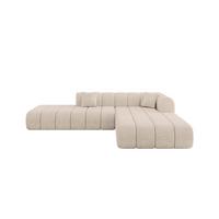 ECKSOFA Ottomane Rechts BILA-L 289x176x71 Beige Samt - Beige/Schwarz, Holzwerkstoff/Kunststoff (289/176cm) - ALTDECOR
