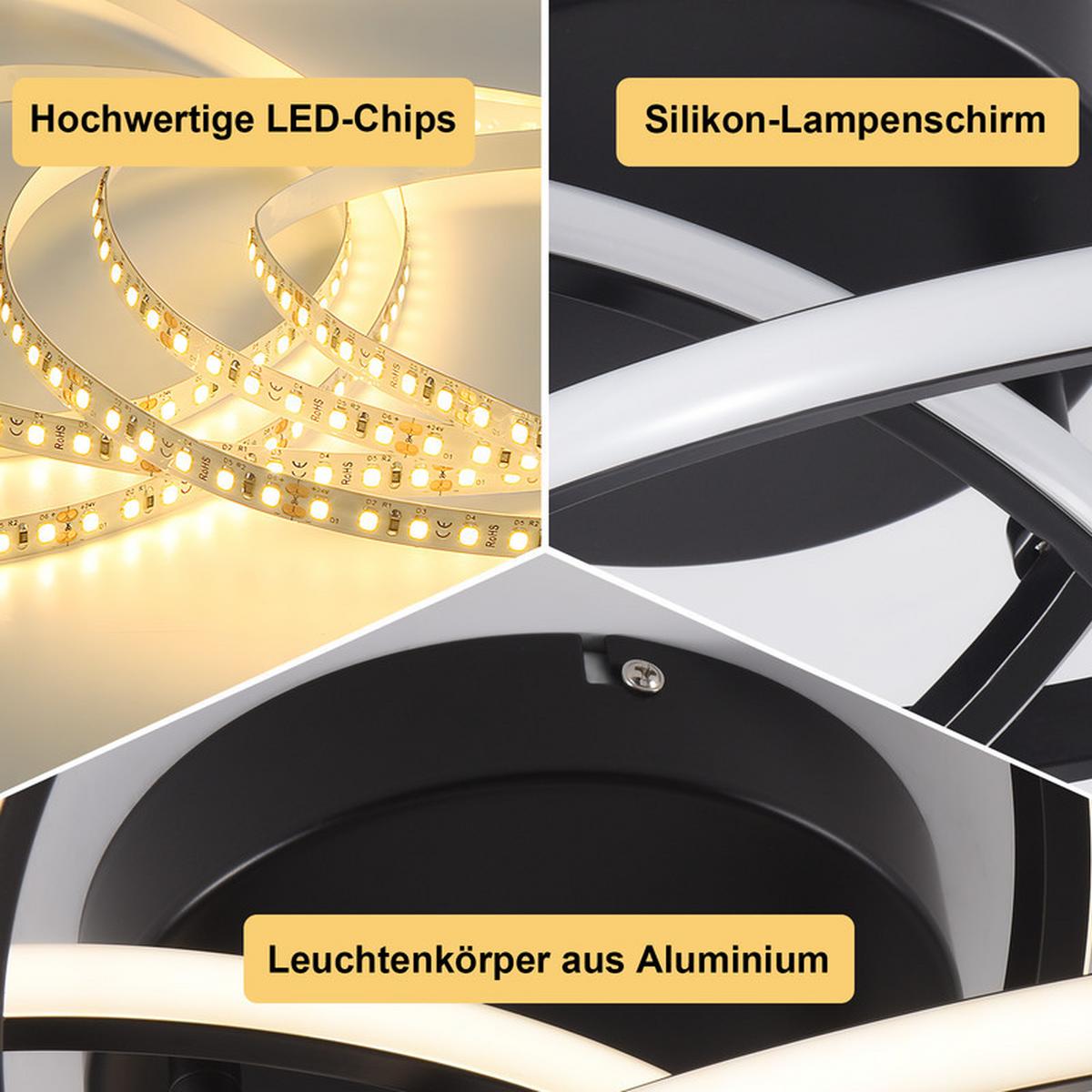 DECKENLEUCHTE Emmendingen II 32/32cm - Schwarz, Metall (32/32/16cm) - Nettlife