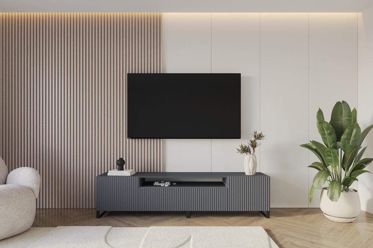 LOWBOARD NOA-2-S 200x53x41 cm - Graphit - Graphitfarben/Schwarz, Holzwerkstoff (200/53/41cm) - ALTDECOR