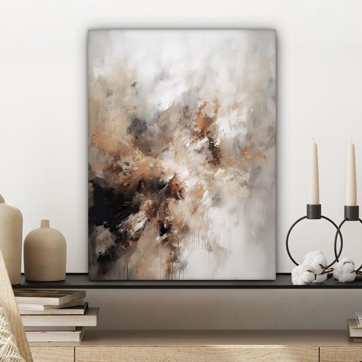 LEINWANDBILD Farbe - Abstrakt - Beige - Kunst Room Decor 30x40 cm - Greige, Textil (30/40cm) - MuchoWow