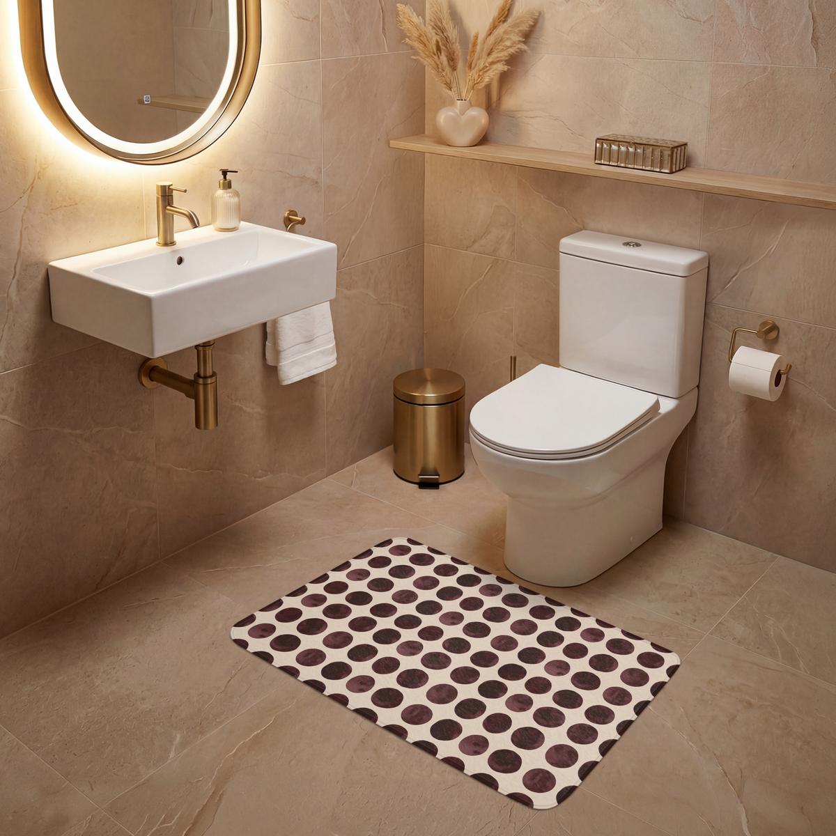 WC-VORLEGER Polka dots - Muster - Braun Toilettenteppich 80x50 cm - Bordeaux, Textil (80/1cm) - OnlyWow