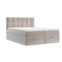 BOXBETT Savio 160/200 cm Hellbeige im Paros Stoff - Beige/Schwarz, Holz/Holzwerkstoff (160/200cm) - AltaBeds