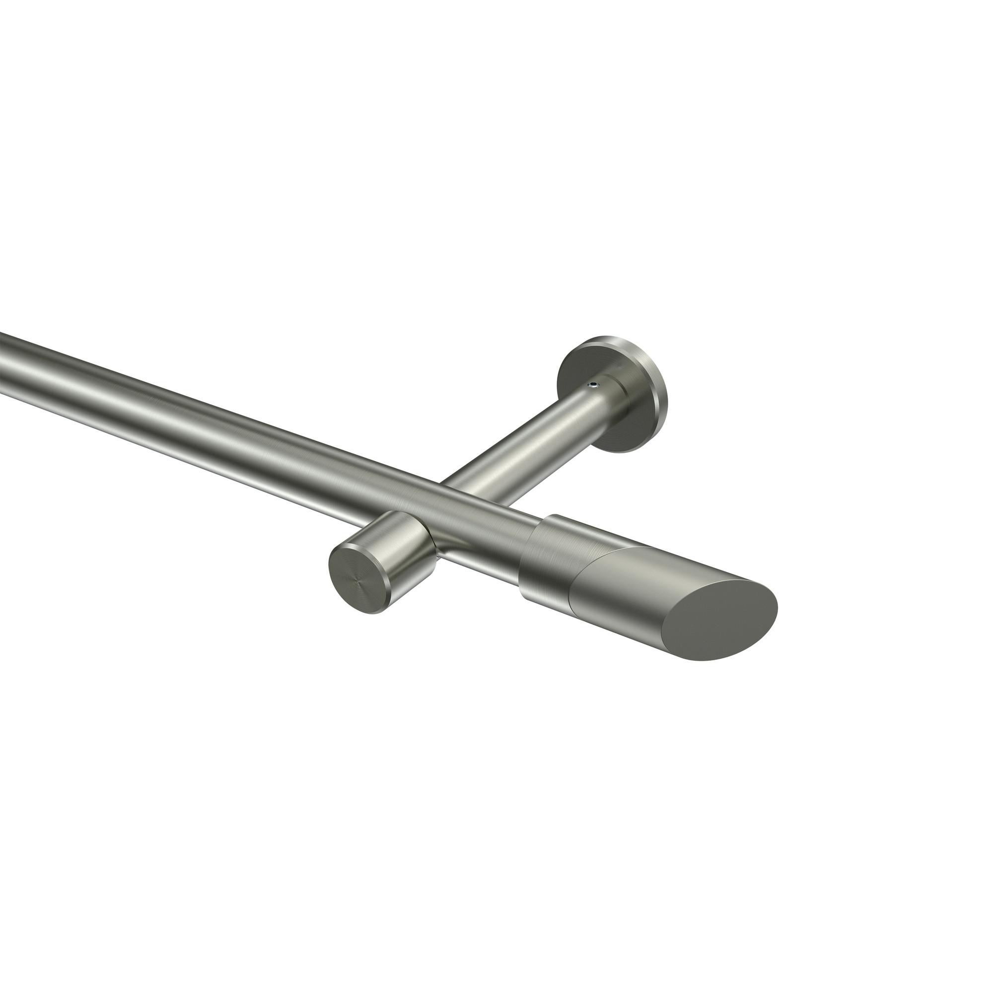 GARDINENSTANGE Prestige Verano 400 cm (geteilt in 2 x 200 cm), 1-läufig (ohne Ringe), 20 mm Ø Edelstahl-Optik - Edelstahlfarben/Silberfarben, Metall (400cm) - INTERDECO