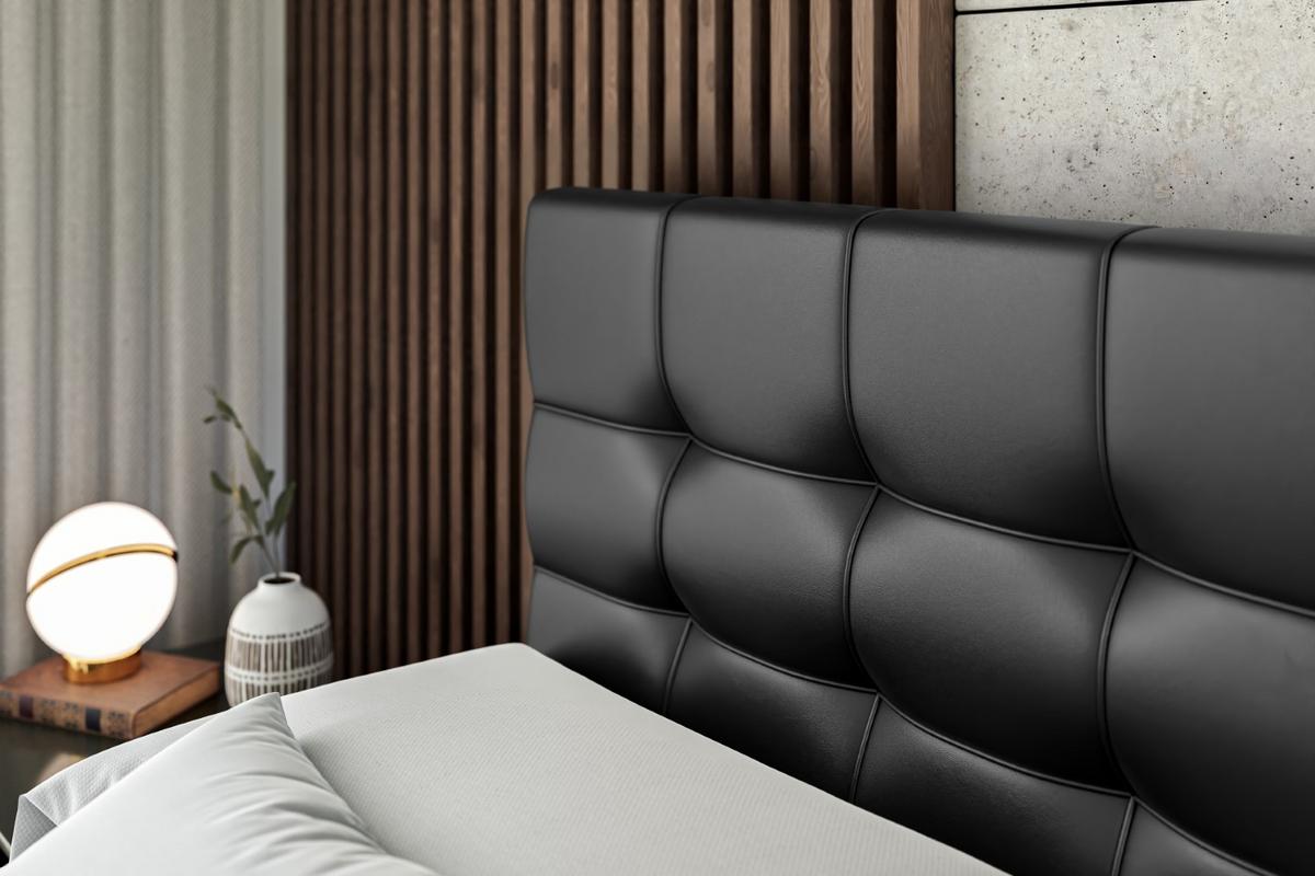 BOXBETT mit H4-Matratze und Lattenrost - BERO - 180x200 Schwarz Hochglanz - Schwarz Hochglanz, Holzwerkstoff (180/200cm) - ALTDECOR
