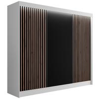 KLEIDERSCHRANK mit LED, Lamel-Schiebetüren VILANv2 - 250 cm Weiß + Lamelle Eiche Wotan - Eiche Wotan/Weiß, Holzwerkstoff (250/215/61cm) - ALTDECOR