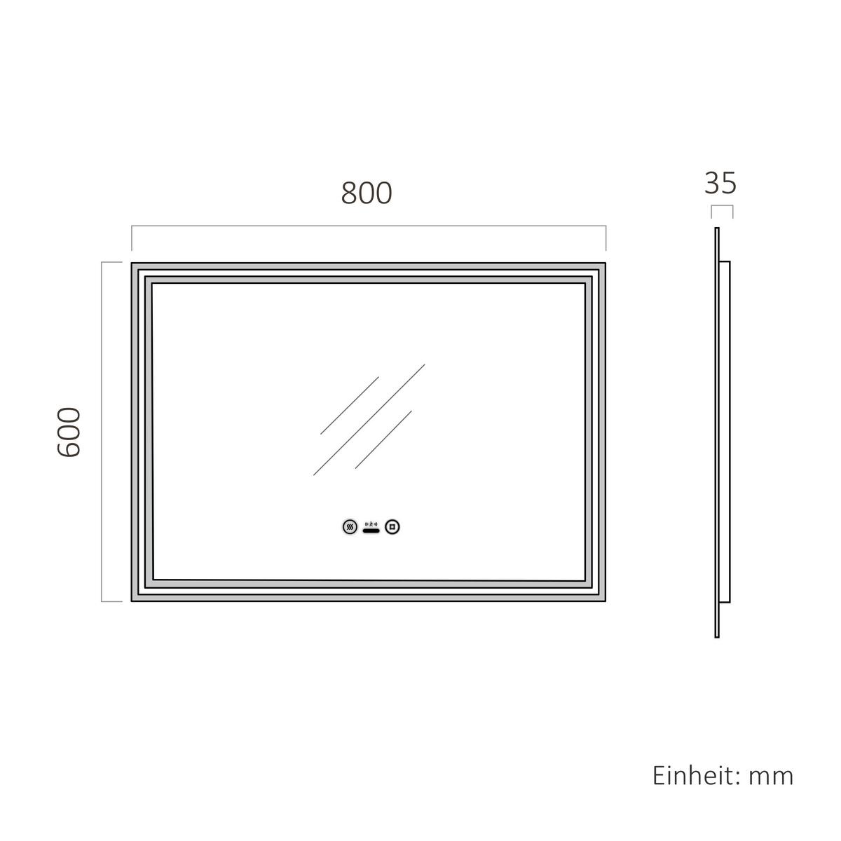 BADSPIEGEL mit Beleuchtung mit Bewegungssensor, 80/60/3,5 cm - Transparent, Glas (60/80/3.5cm) - EMKE