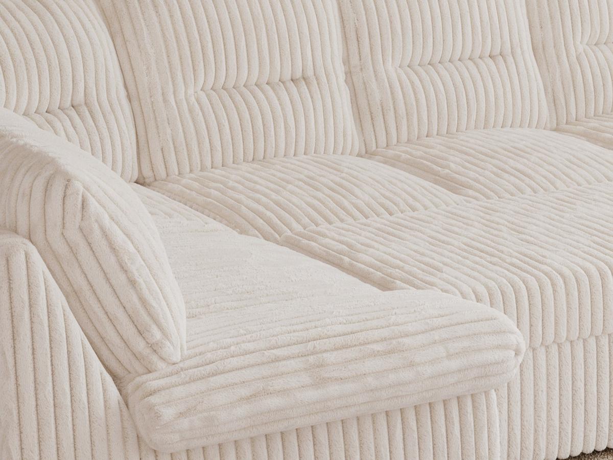 WOHNLANDSCHAFT COMODO U Beige Cord - Beige/Silberfarben, Textil/Metall (340/93/206cm) - MKS