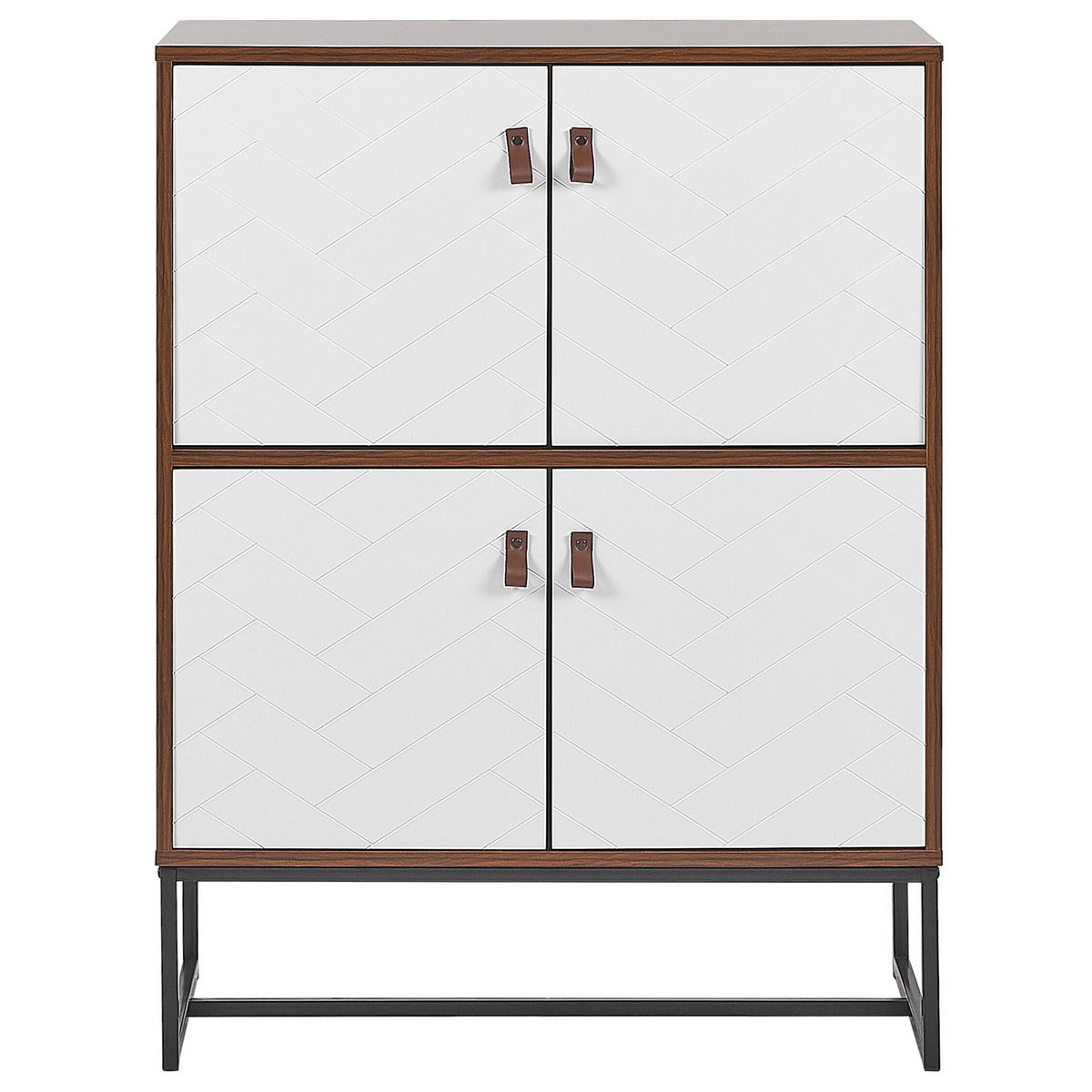 SCHRANK Dunkelbraun/Weiß Nueva - Weiß, Holzwerkstoff (76/100/39cm) - Beliani