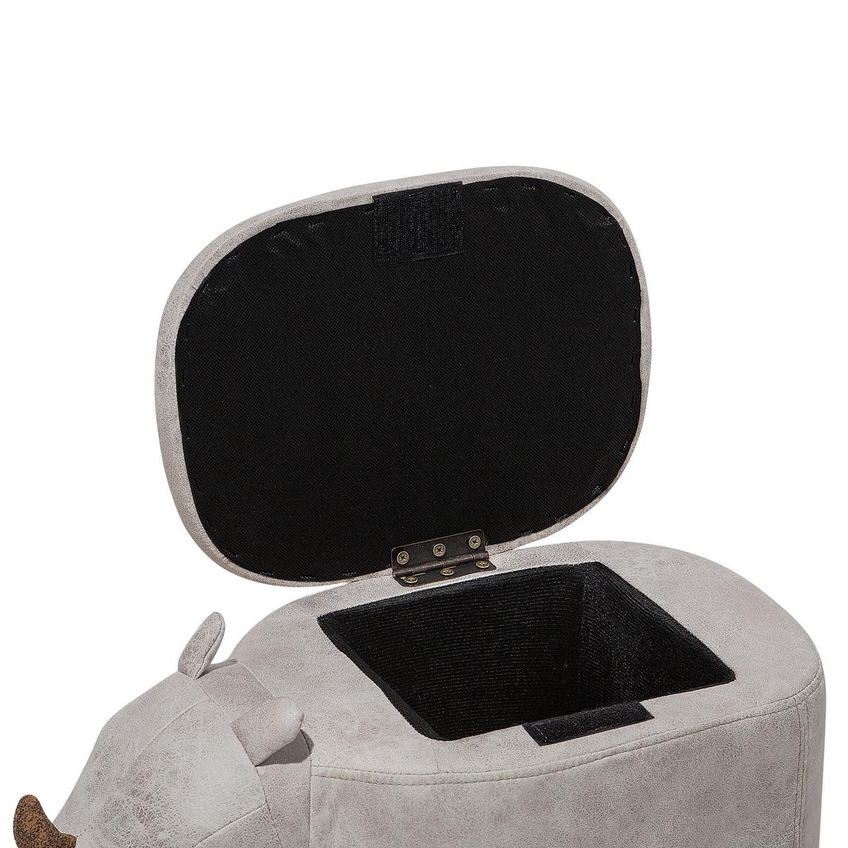 HOCKER Rhino 32/60/35 cm - Grau, Kunststoff/Textil (60/35/32cm) - Beliani