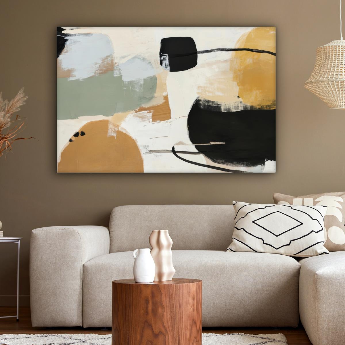 LEINWANDBILD Farbe - Abstrakt - Farben XXL 150x100 cm - Currygelb, Textil (150/100cm) - MuchoWow