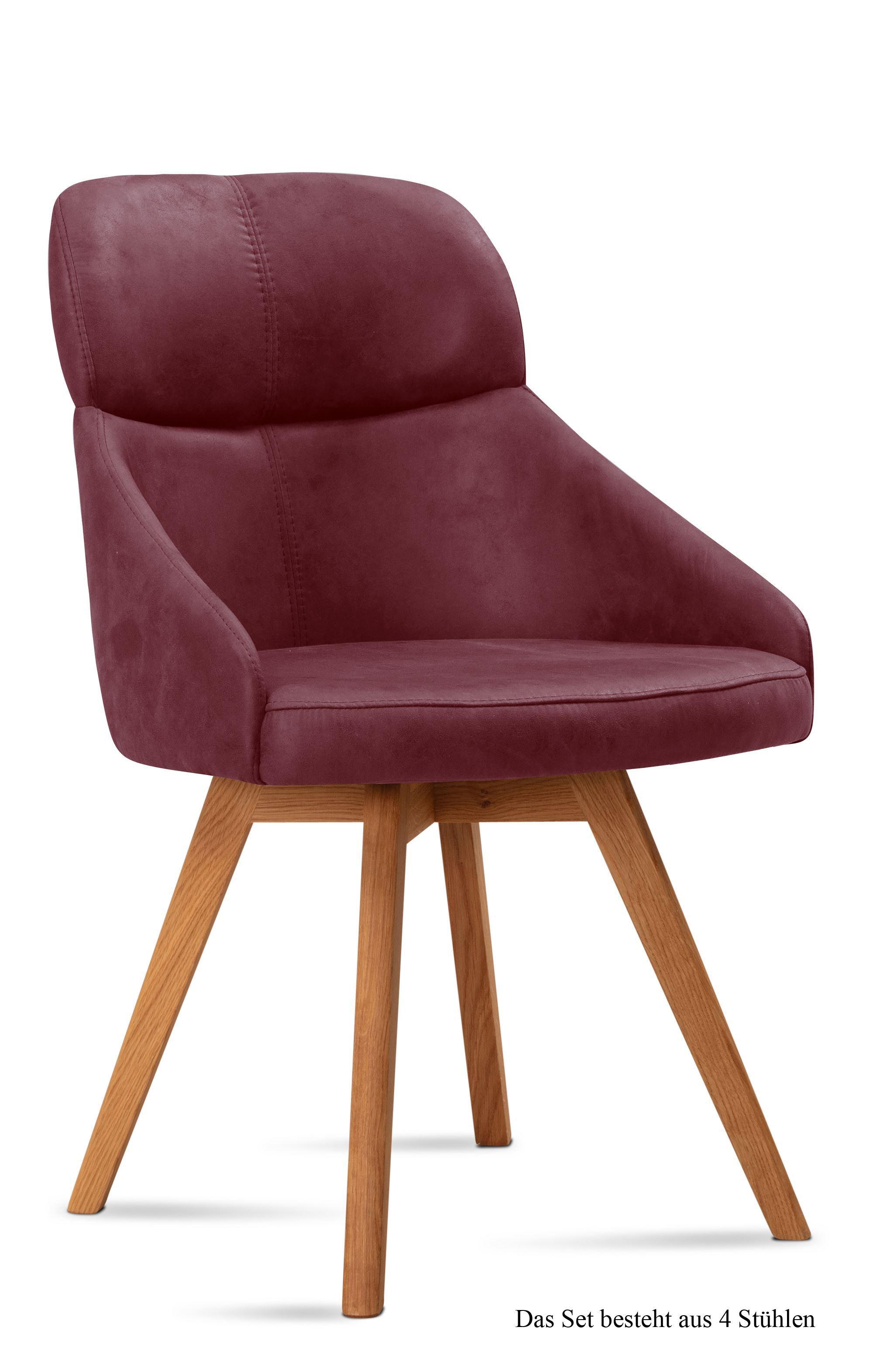 ESSZIMMERSTUHL (4er-Set) Donna 52x82x63 Eiche geölt/Marsala - Eichefarben/Brombeere, Kunststoff (63/82/52cm) - 58aufmkessel