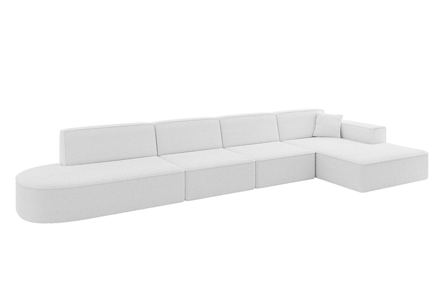 ECKSOFA Ottomane Rechts IREA-L3-v4 - 412x165x77 cm Weiß - Weiß, Holzwerkstoff/Textil (412/165cm) - ALTDECOR