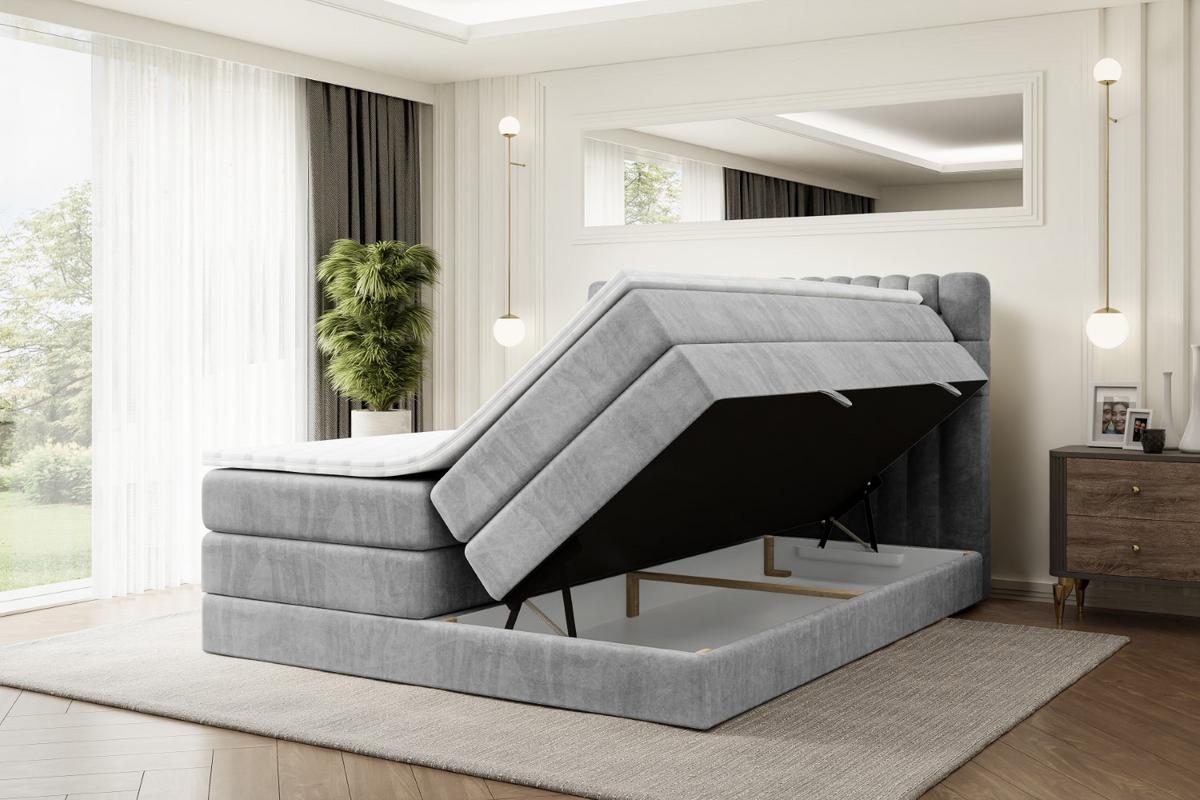 BOXSPRINGBETT SERENE KING - 180 x 200 - H3/H4 - Hellgrau - Hellgrau, Holzwerkstoff (180/200cm) - ALTDECOR