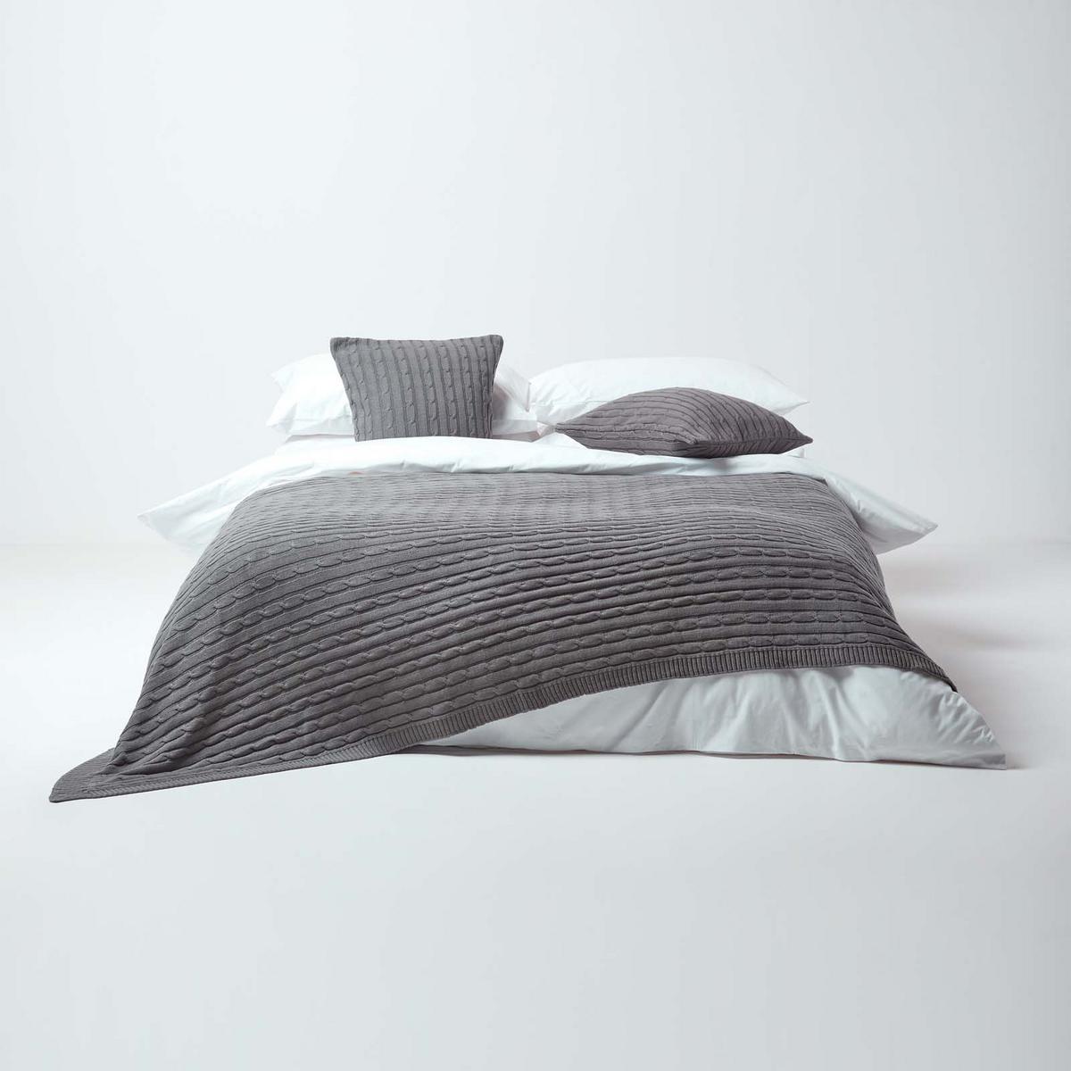 KISSENHÜLLE Zopfmuster 45/45 cm - Grau, Textil (45/45cm) - Homescapes