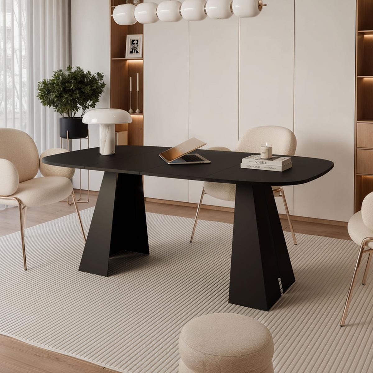 AUSZIEHTISCH ZELO 100/50/76 cm, Schwarz - Schwarz, Holzwerkstoff/Metall (50/100/76cm) - Idohome