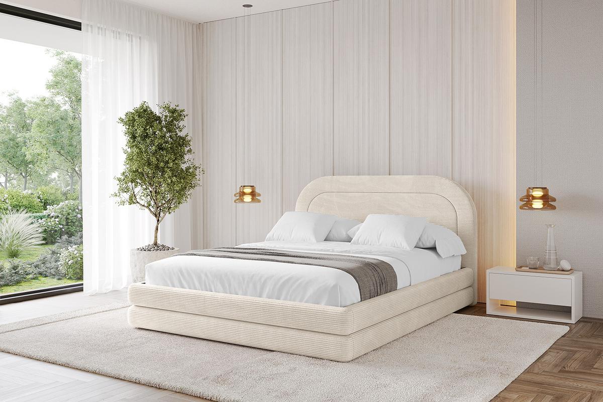 POLSTERBETT mit Bettkasten und Lattenrost, Bett mit Matratze H3/H4 - LERIS 180x200 Beige - Creme, Holzwerkstoff/Textil (180/200cm) - ALTDECOR