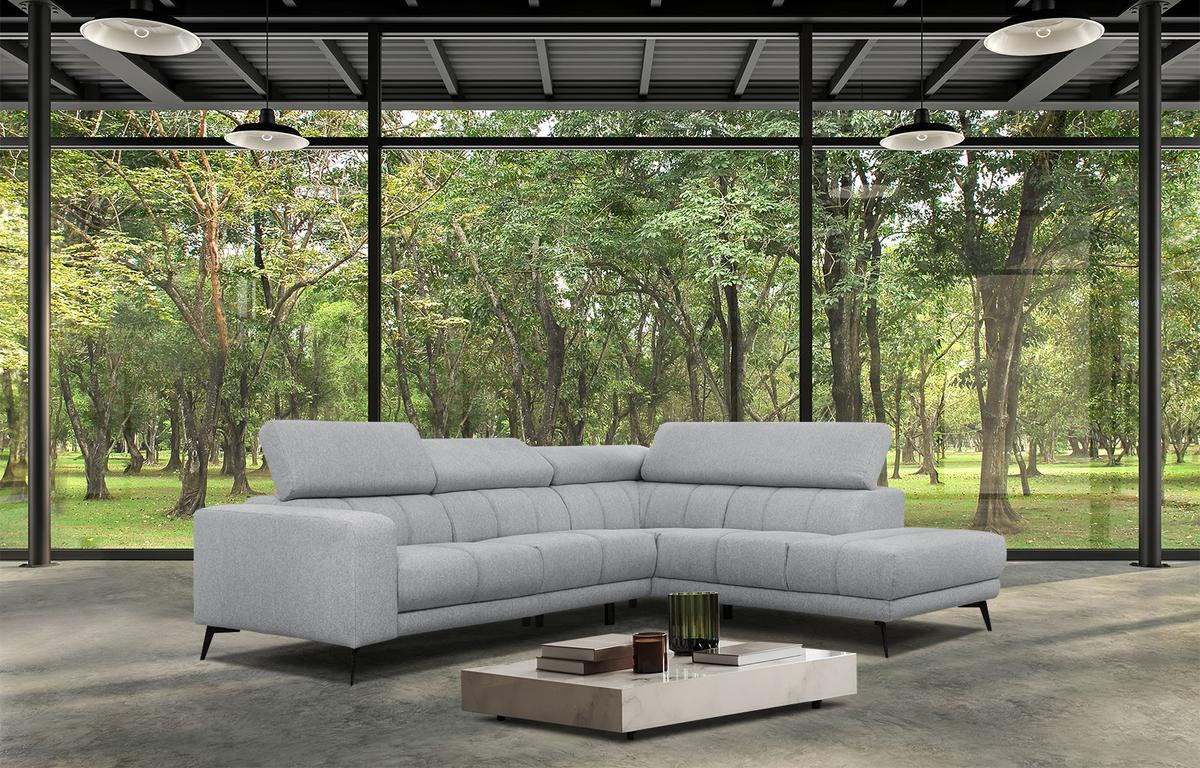 ECKSOFA MORELLO 5-Sitzer, silberfarben - Silberfarben/Schwarz, Holzwerkstoff/Textil (287/228cm) - Wozimo