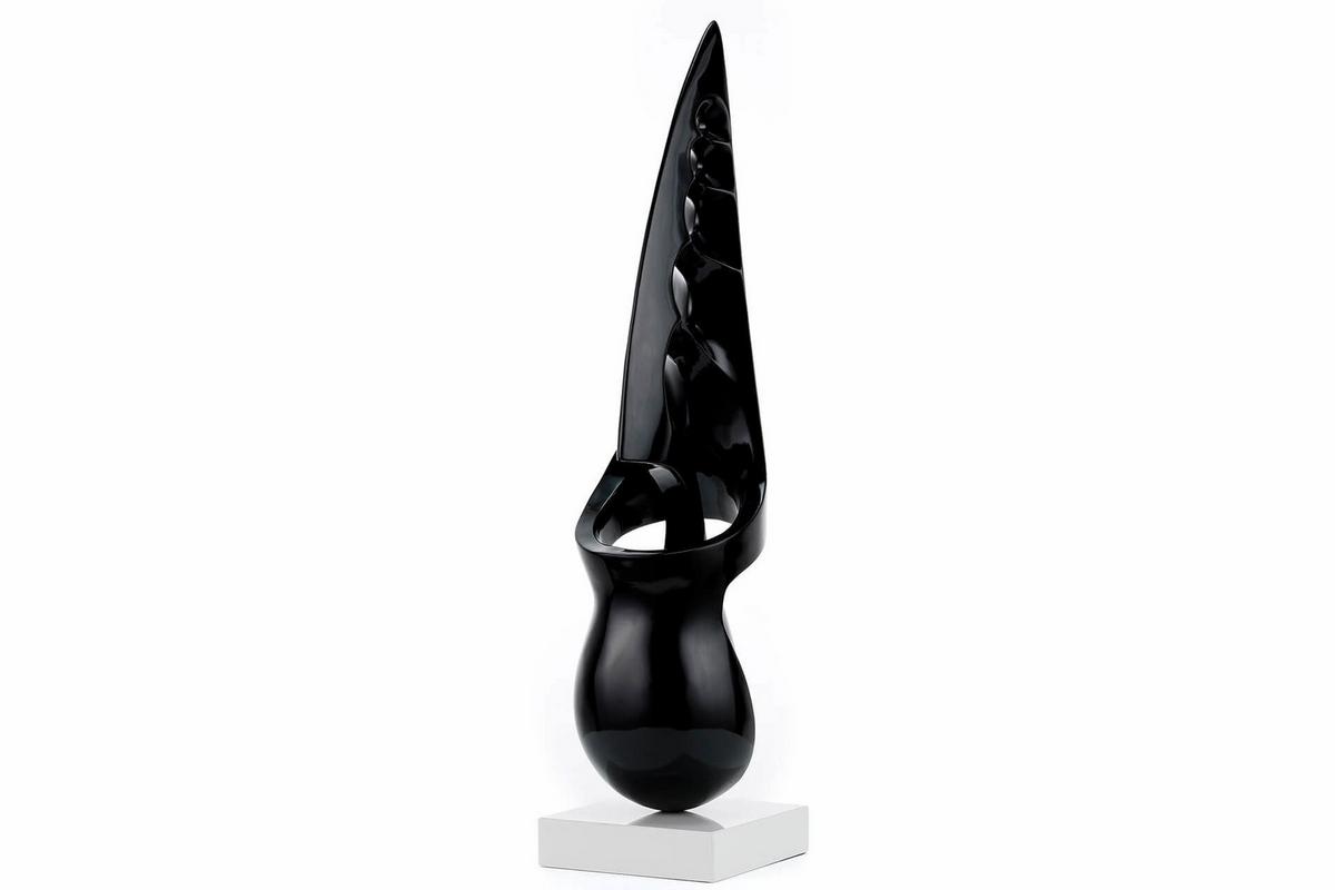 SKULPTUR Schwarz 15/56 cm - Schwarz, Stein (2.75/56/15cm) - KUNSTLOFT