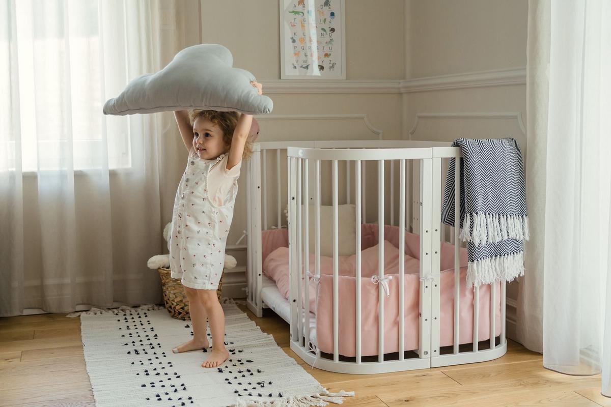 BABYBETT WHITE, 7in1 mit Matratze - Weiß/Grau, Holz (73/123cm) - waldin