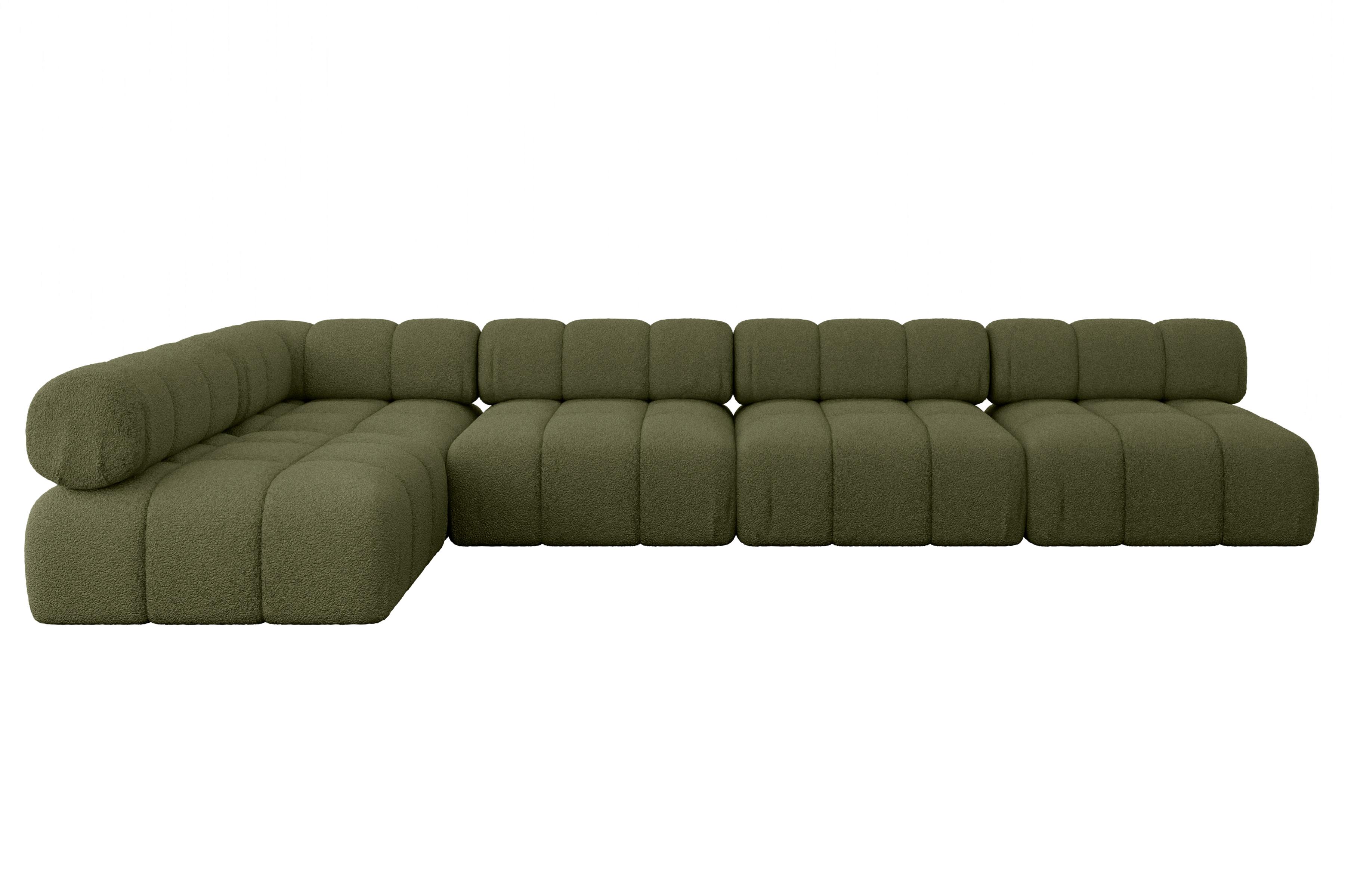 ECKSOFA modulares Sofa Samaro-L3 - 380x190x70 cm Grün Bouclé - Grün, Holzwerkstoff/Textil (380/190cm) - ALTDECOR