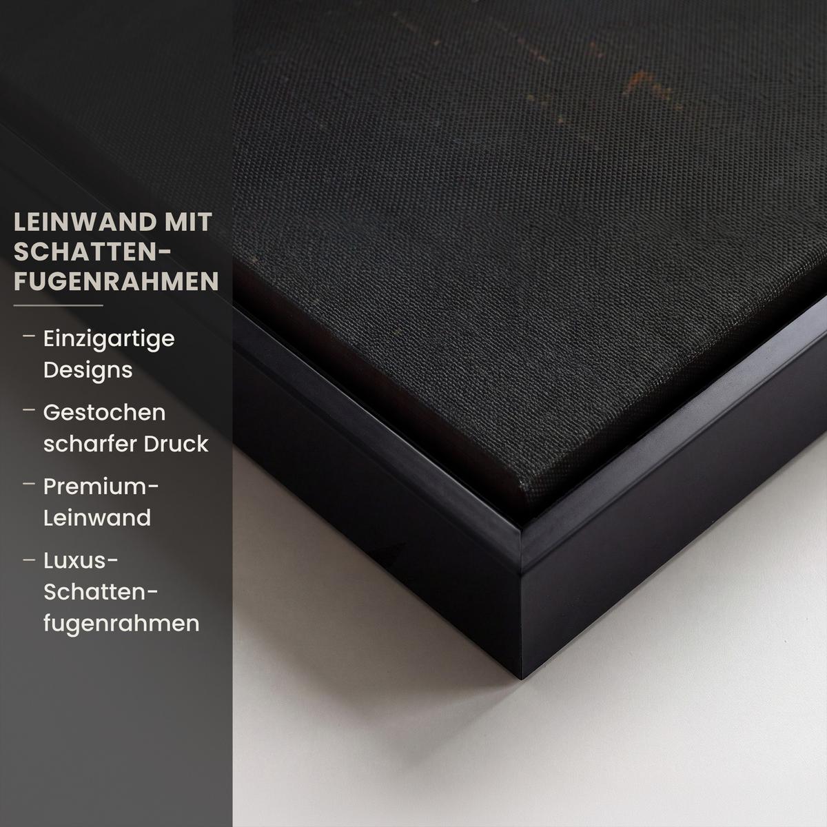 LEINWAND Bilder mit Rahmen - Goldene Reflexion auf dem Wasser - 150x100 - Anthrazit, Textil (150/100cm) - MuchoWow