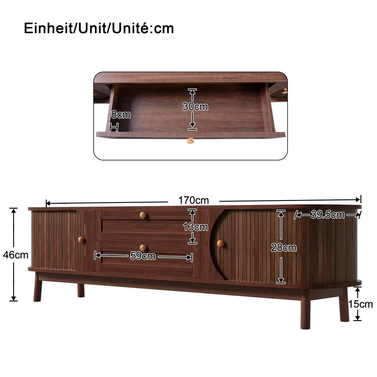 TV-LOWBOARD in Walnuss-Optik, Fernsehschrank mit Schiebetüren - Sonoma Eiche, Holzwerkstoff (170/46/39cm) - Urban Meuble