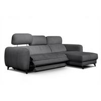 ECKSOFA SVEN 3-Sitzer, 1 Relax XL, verstellbare Kopfstützen, dunkelgrau - Anthrazit/Schwarz, Holzwerkstoff/Textil (256/163cm) - Wozimo