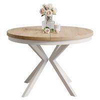 AUSZIEHTISCH MILTON 90-166/76 cm mit Metallgestell und Zarge, Weiß / Artisan-Eiche - Eiche Artisan/Weiß, Holzwerkstoff/Metall (90/90/76cm) - Idohome