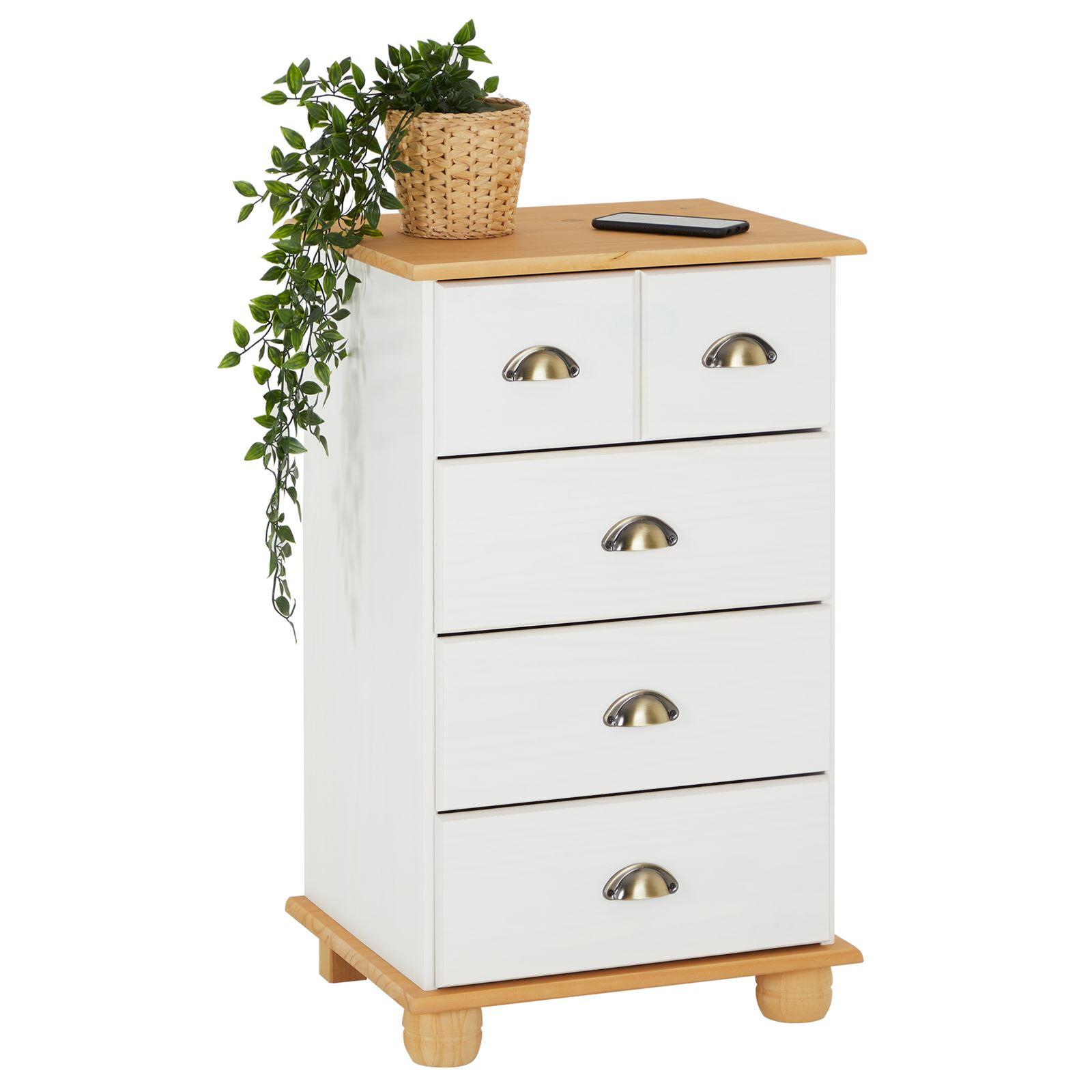 APOTHEKERKOMMODE COLMAR weiß/braun - Weiß/Braun, Holz (49/80/39cm) - IDIMEX
