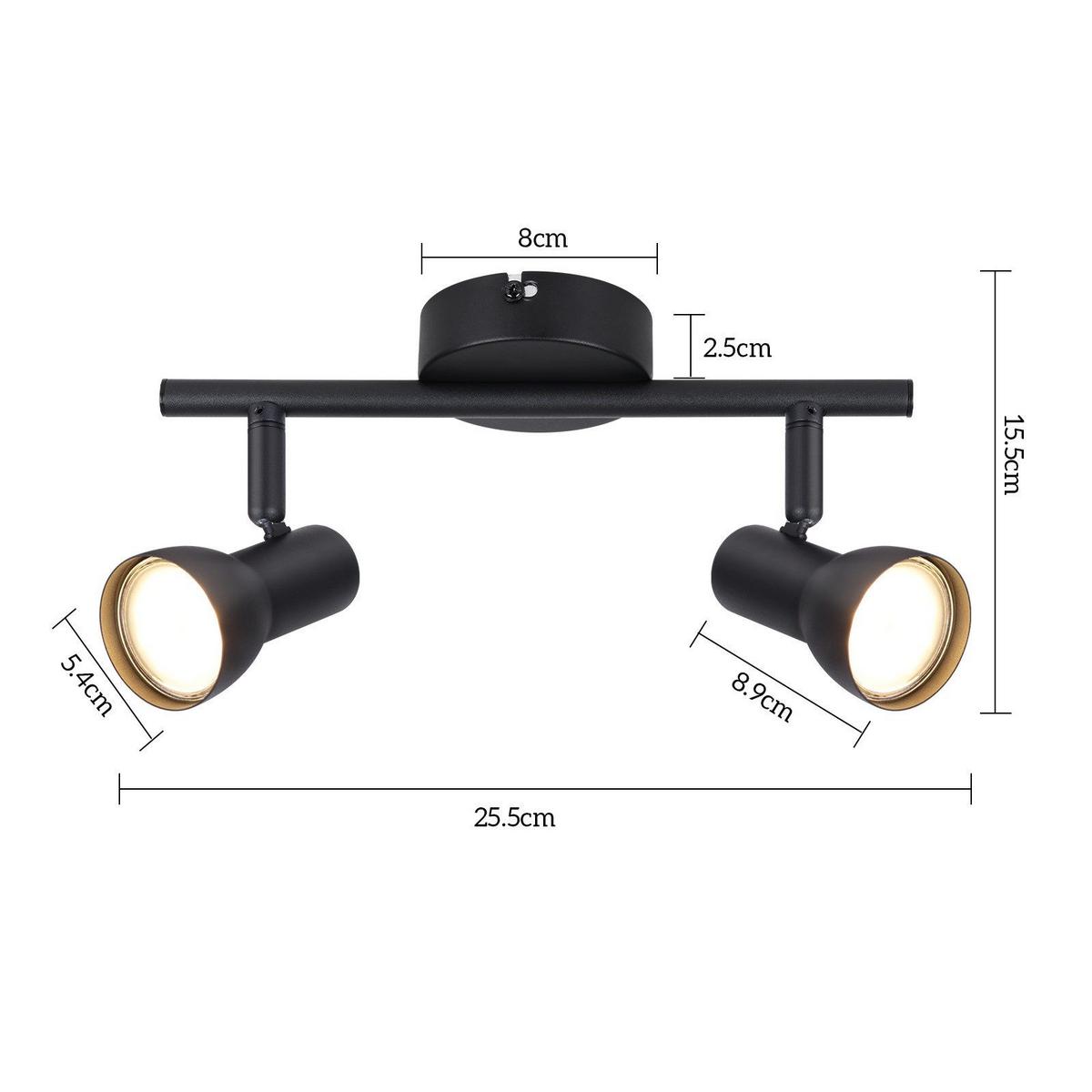 DECKENSTRAHLER Lavigne 2-flammig 25.5/8/15.5cm - Schwarz, Metall (25.5/8/15.5cm) - Nettlife