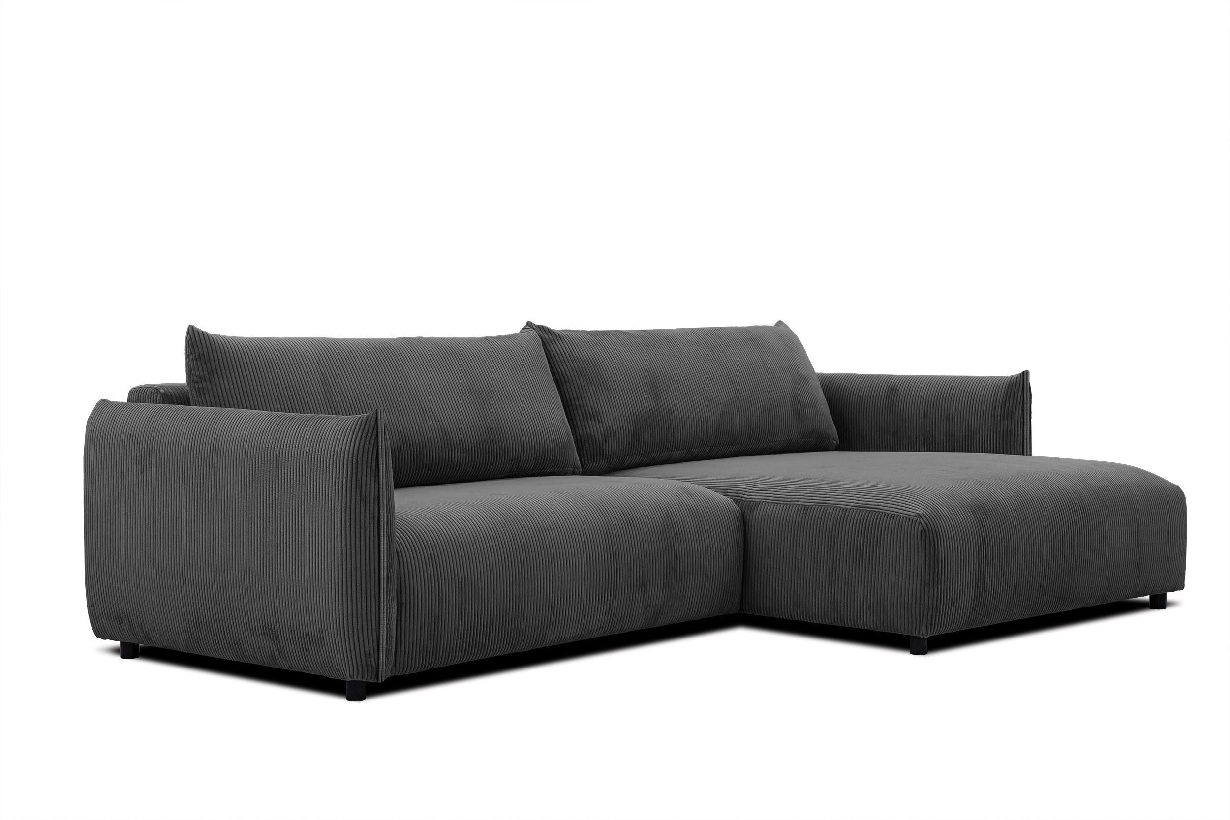 ECKSOFA TAUER 5-Sitzer, dunkelgrau - Dunkelgrau/Schwarz, Holzwerkstoff/Kunststoff (292/174cm) - Wozimo