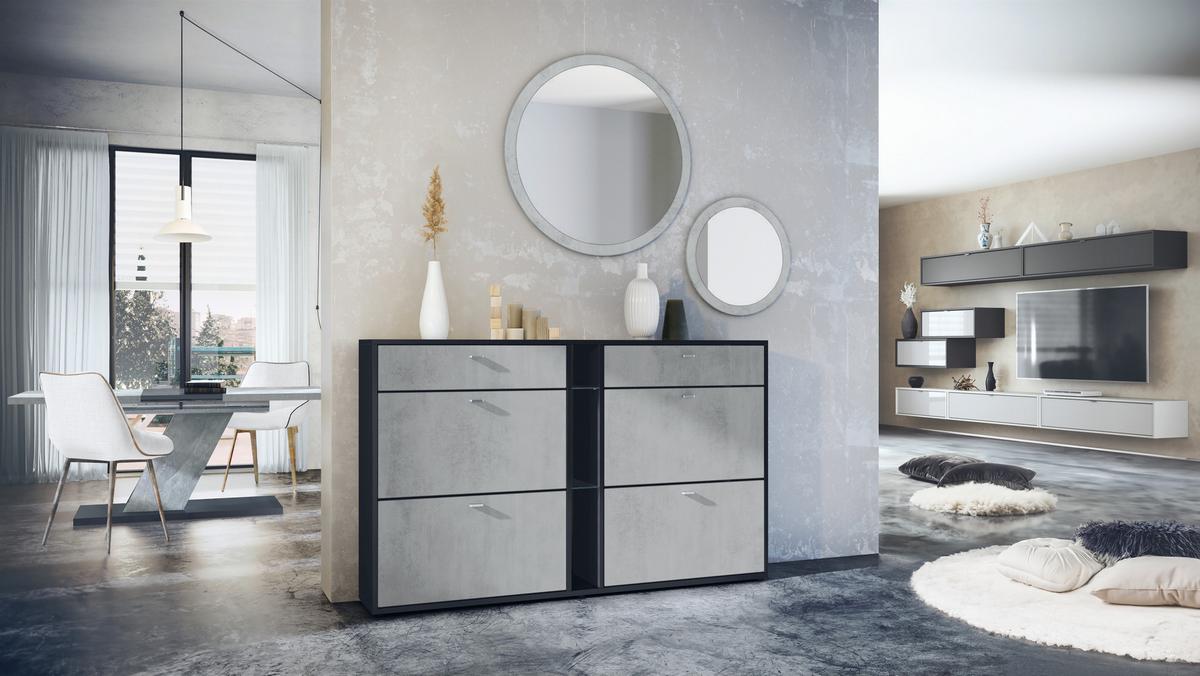 GARDEROBE Florence Beton Oxid Optik - Hellgrau, Holzwerkstoff (155.5/200/28cm) - Vladon