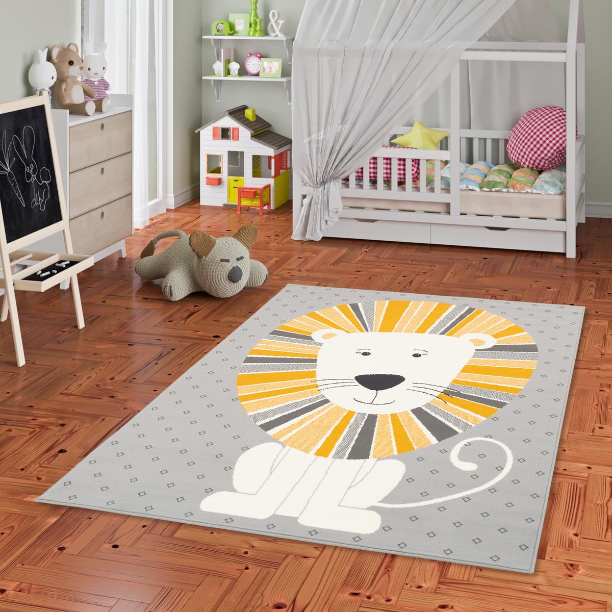 KINDERTEPPICH TRENDLINE LÖWE - Gelb/Grau, Textil (140/200cm) - Pergamon