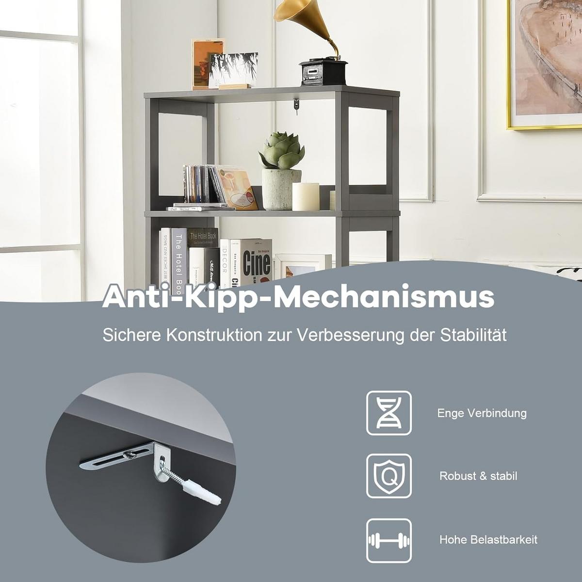 HOCHSCHRANK Grau - Grau, Holz (61/122/33cm) - COSTWAY