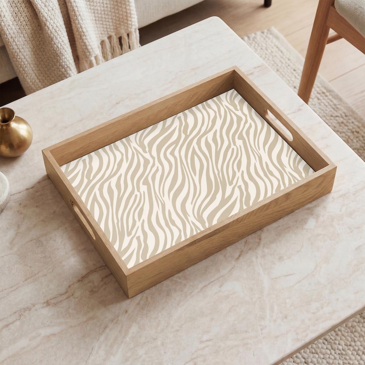 TABLETT Zebra - Muster - Beige 40x30 cm - Beige, Holz (40/5/5cm) - OnlyWow