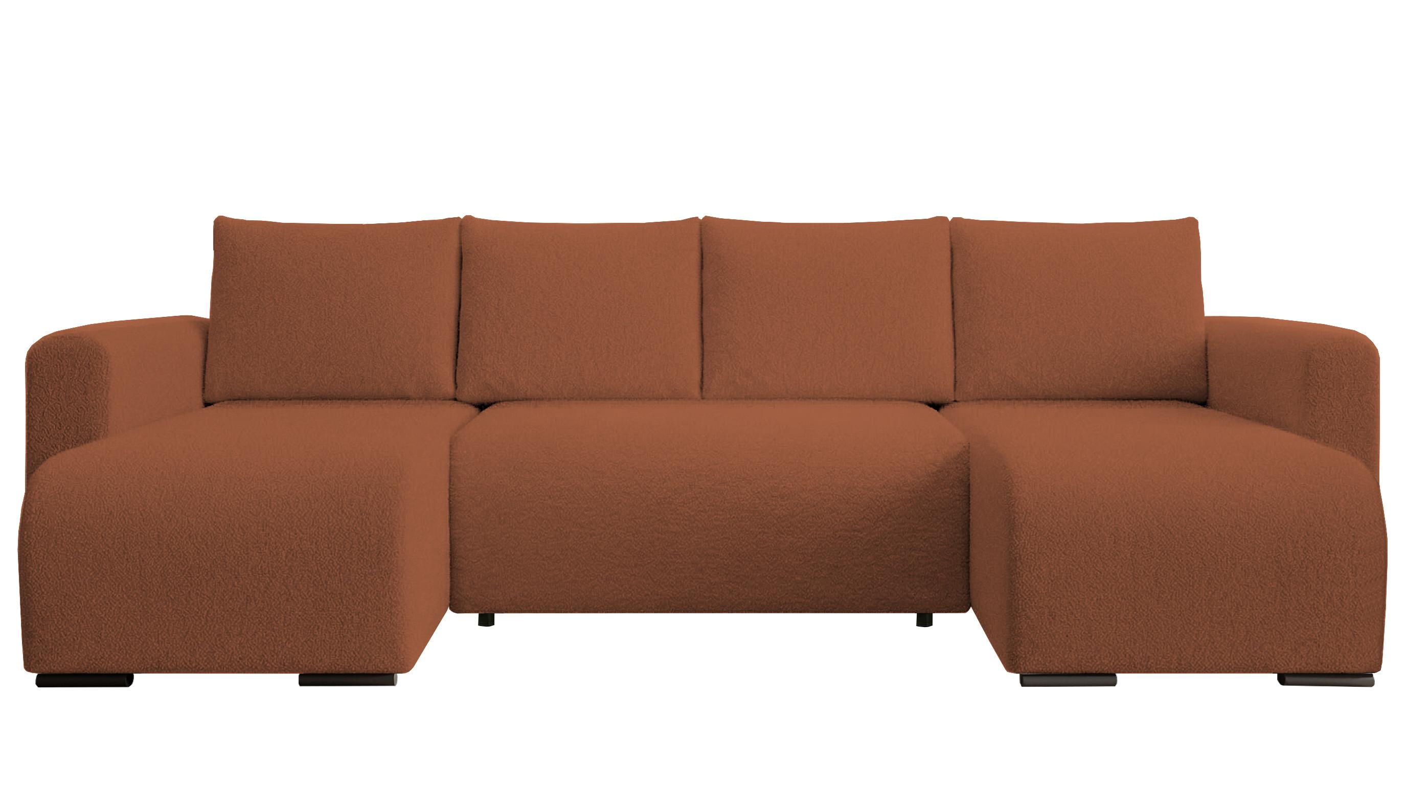 WOHNLANDSCHAFT DORA U mit Bettkasten und Schlaffunktion, U-Form, bequem - Orange, Textil (305/85/140cm) - Storez24
