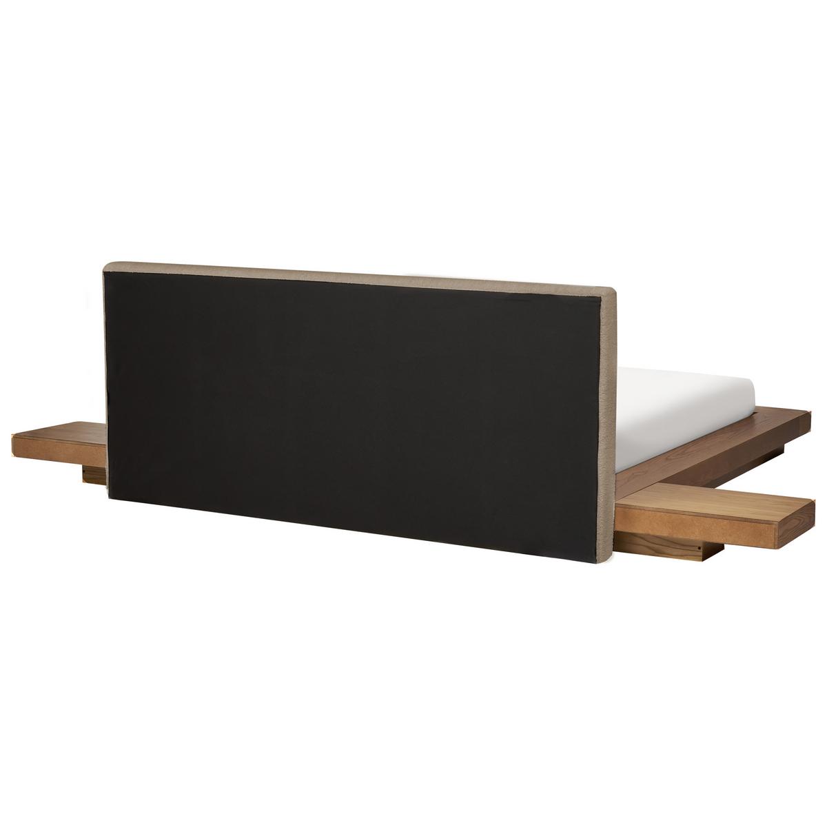 BETT mit LED 160/200 cm MDF-Platte Hellbraun Zen - Hellbraun, Holz (160/200cm) - Beliani