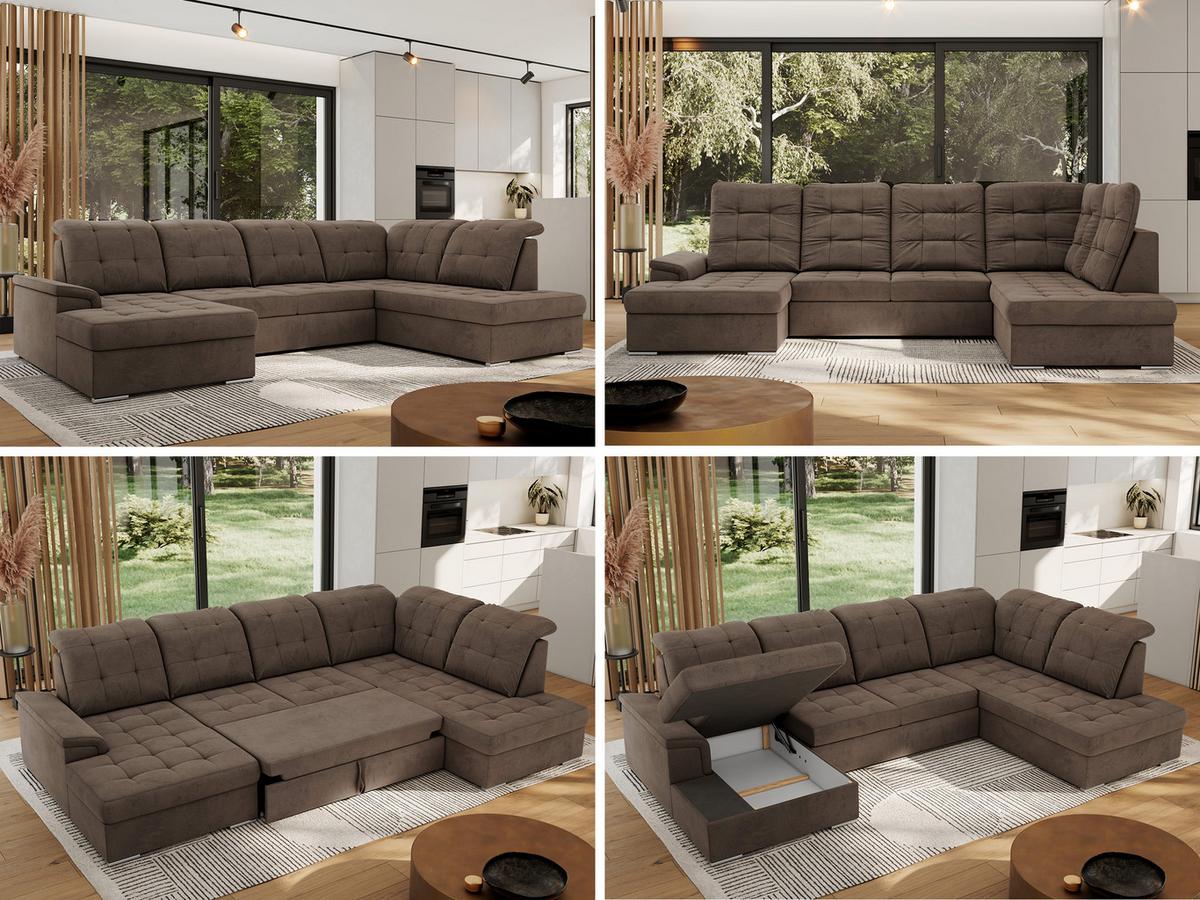 WOHNLANDSCHAFT MADRITO U - Braun Velorus - Rechts - Silberfarben/Braun, Textil/Metall (323/89/204cm) - MKS
