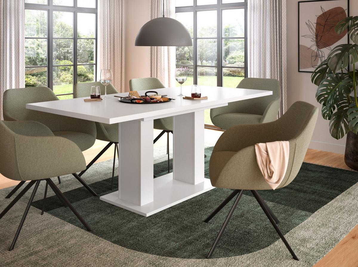 ESSTISCH weiß, Küchentisch ausziehbar 150 - 190 cm - Weiß, Holzwerkstoff/Metall (150/90/76cm) - Inn.Furn