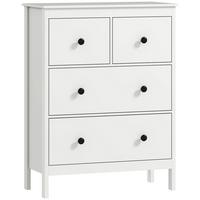 KOMMODE Moderner Sideboard mit 4 Schubladen für Wohnzimmer Weiß - Schwarz/Weiß, Holzwerkstoff/Kunststoff (35/97/74cm) - HOMCOM