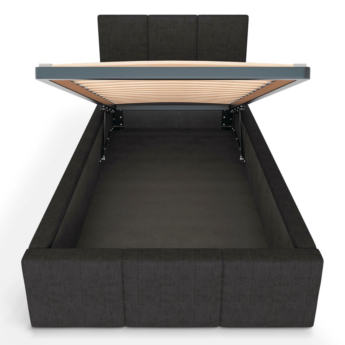 POLSTERBETT für Schlafzimmer Bett mit Stauraum Graphit 90x200 - Graphitfarben, Holzwerkstoff/Metall (90/200cm) - Muralo