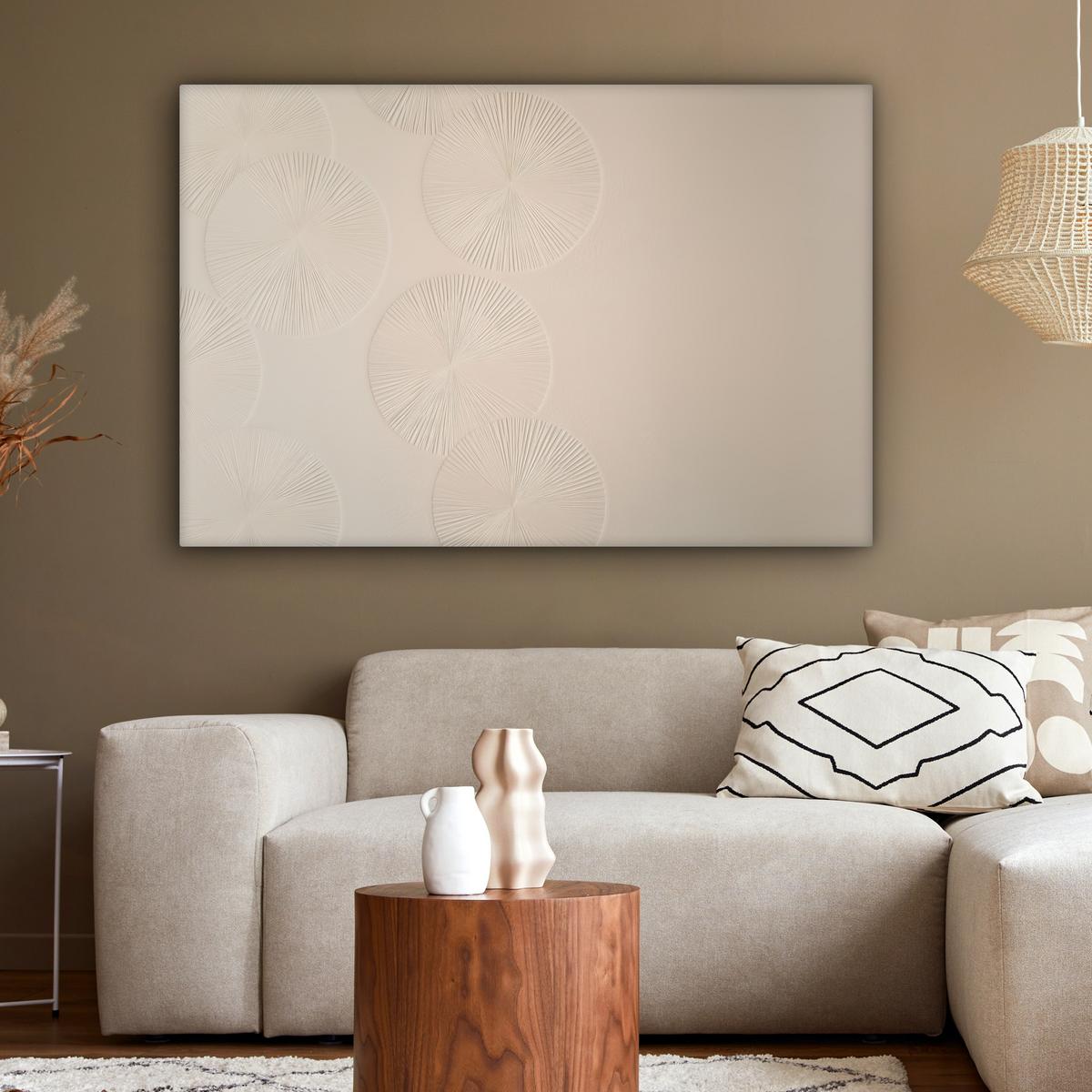 LEINWANDBILD Japandi - Beige - Modern Wohnzimmer Groß 120x80 cm - Ecru, Textil (120/80cm) - MuchoWow
