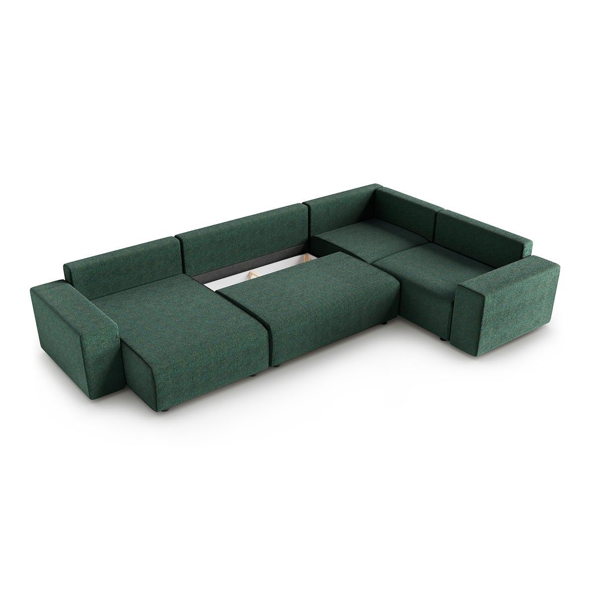 PANORAMASOFA Lorenzo 5 Sitzplätze Grün - Grün, Holz (378/85/236cm) - Petits-meubles