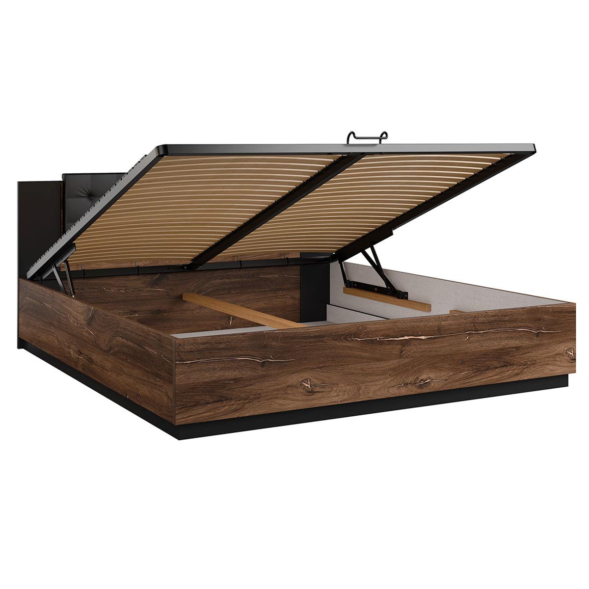 BOXBETT 180/200 Alec Dunkelholz und Schwarz - Schwarz, Holzwerkstoff (180/200cm) - Petits-meubles