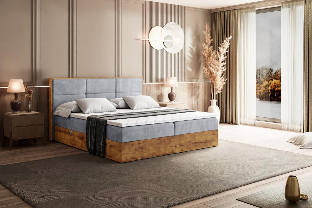 BOXBETT mit Matratze H3 und Lattenrost - LOLLI1 - 180x200 - Hellgrau - Grau, Holzwerkstoff/Kunststoff (180/200cm) - ALTDECOR