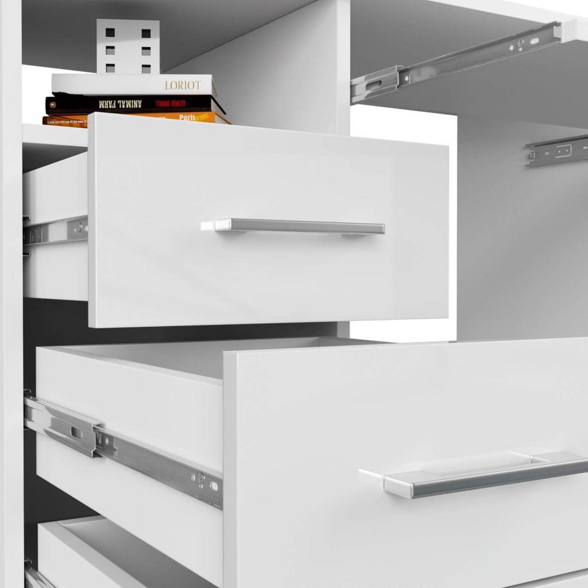 SCHREIBTISCH Weiß, Weiß Glanz 74/124/52 - Weiß, Holzwerkstoff (120/50/74cm) - RAUMHIRSCH FURNITURE