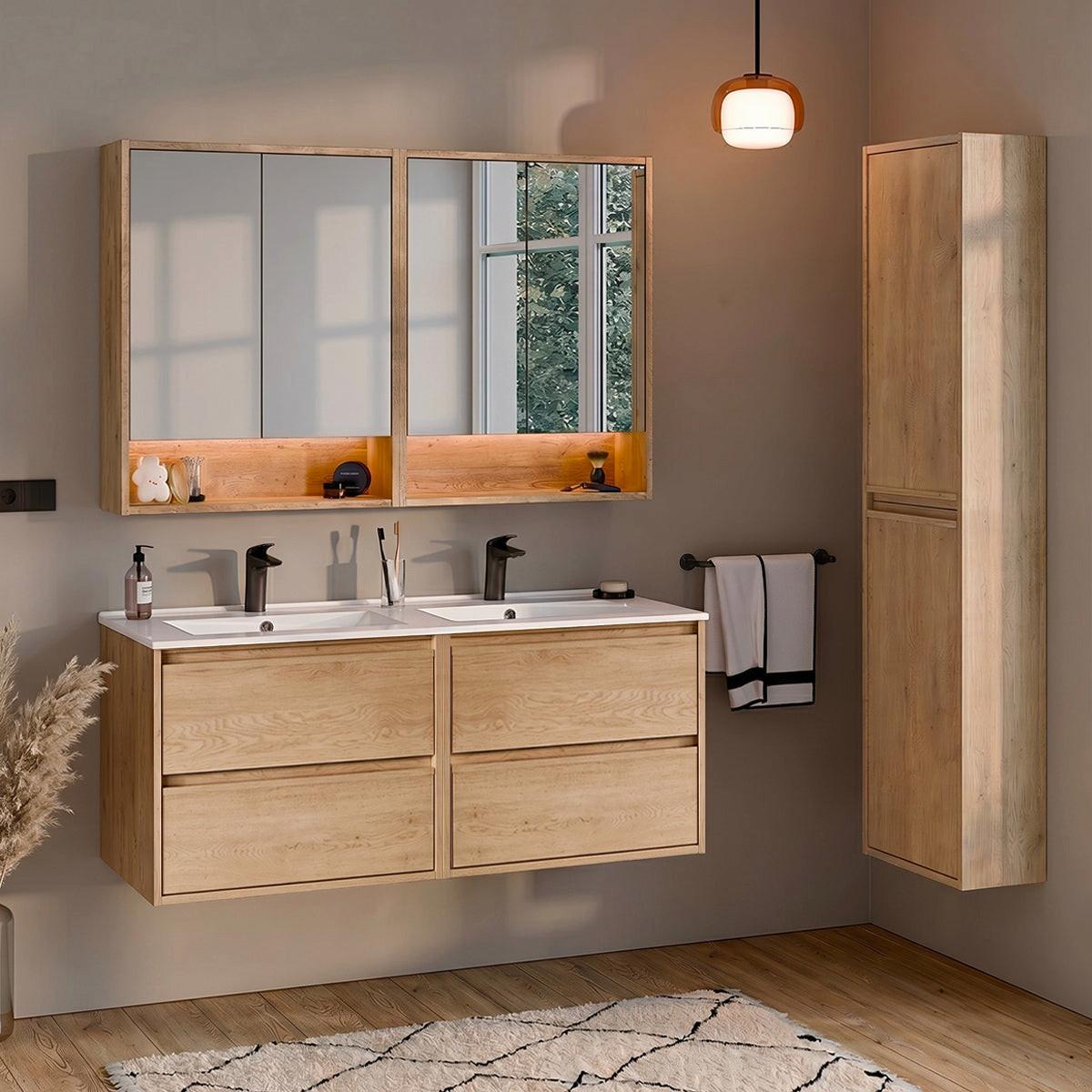 BADMÖBEL 121cm 2er-Set Holz - Braun, Holzwerkstoff (121/52/46cm) - Petits-meubles