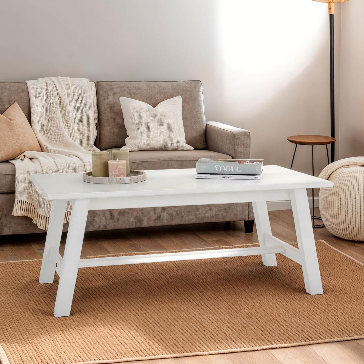 COUCHTISCH LUZERNA - Weiß, Holz (60/110/45cm) - IDIMEX